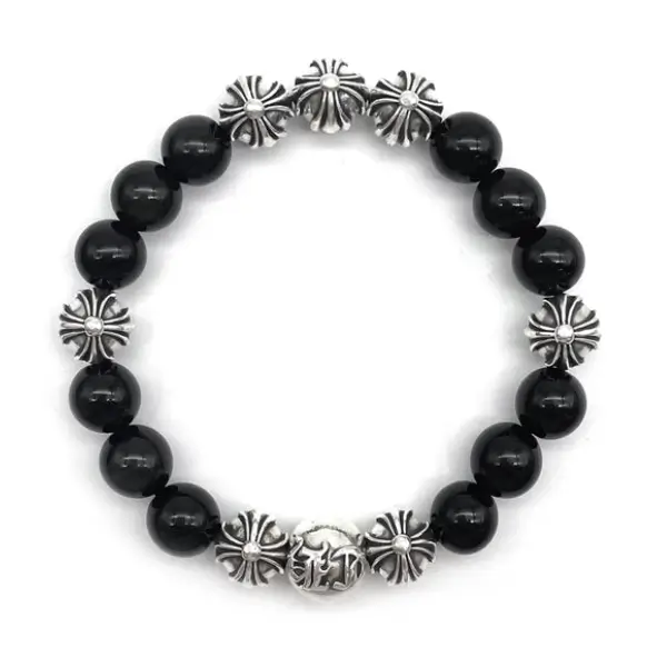 Chrome Hearts 10mm Black Obsidian Bead Bracelet