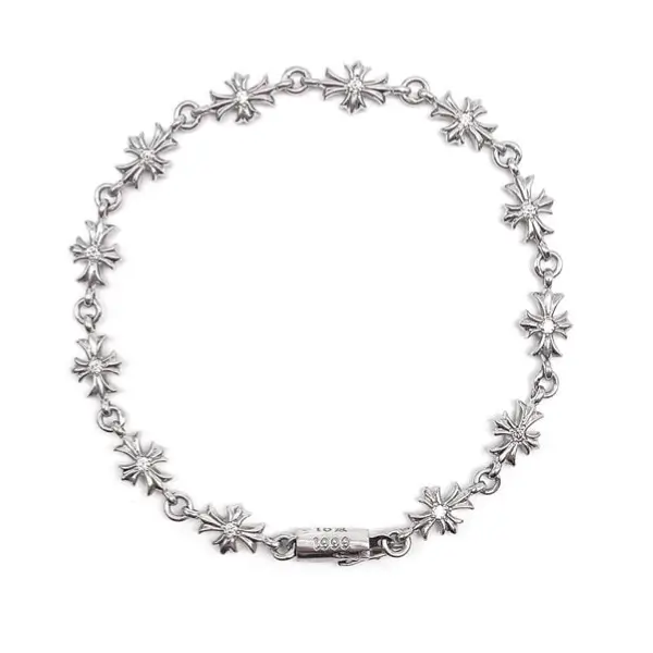 Chrome Hearts 18K White Gold Diamonds Tiny E Bracelet