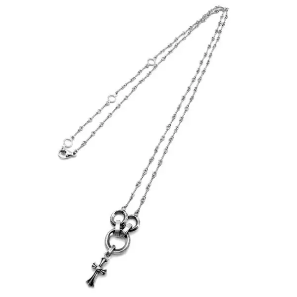 Chrome Hearts 18K White Gold Twist Waist Chain With Silver Babyfat Cross