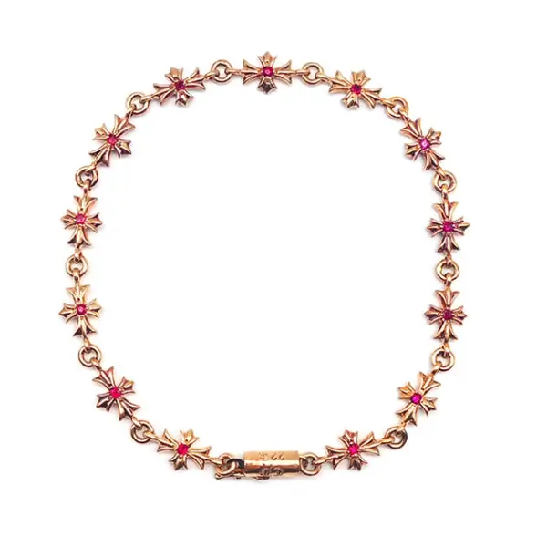 Chrome Hearts 22K Gold Ruby Tiny E Bracelet