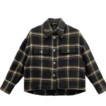 Chrome Hearts Black & Yellow Plaid Cropped Cargo Flannel Shirt