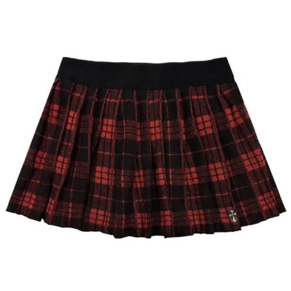 Chrome Hearts Black&Red Silver Cross Patch Cashmere Skirt