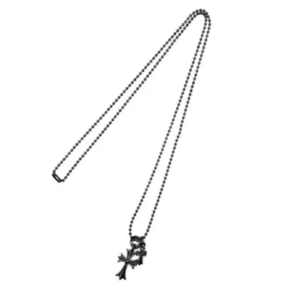 Chrome Hearts Black&Sliver Cross Pendant Necklace