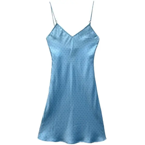 Chrome Hearts Blue Monogram Cross Silk Camisole Long Skirt