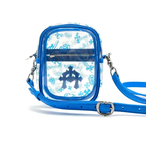 Chrome Hearts Blue Triple Cross PVC Taka Crossbody Bag