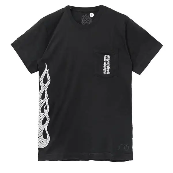 Chrome Hearts Cross Flame Printing Short Sleeve Tee