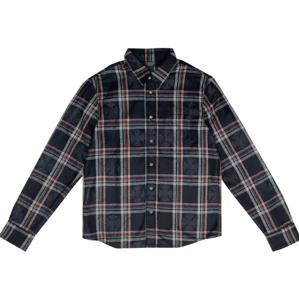 Chrome Hearts Gas Station Plaid Cashmere Cross Patch Shirt