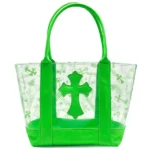 Chrome Hearts Green PVC Leather Cross Tote Bag