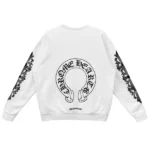 Chrome Hearts Horseshoe Floral Sleeves White Crewneck Sweatshirt