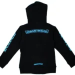 Chrome Hearts Kids Blue Scroll Zip Up Hoodie Black/Blue