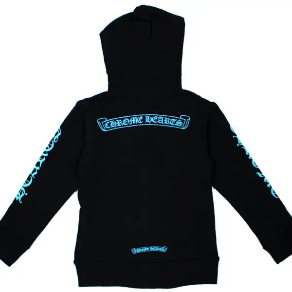 Chrome Hearts Kids Blue Scroll Zip Up Hoodie Black/Blue