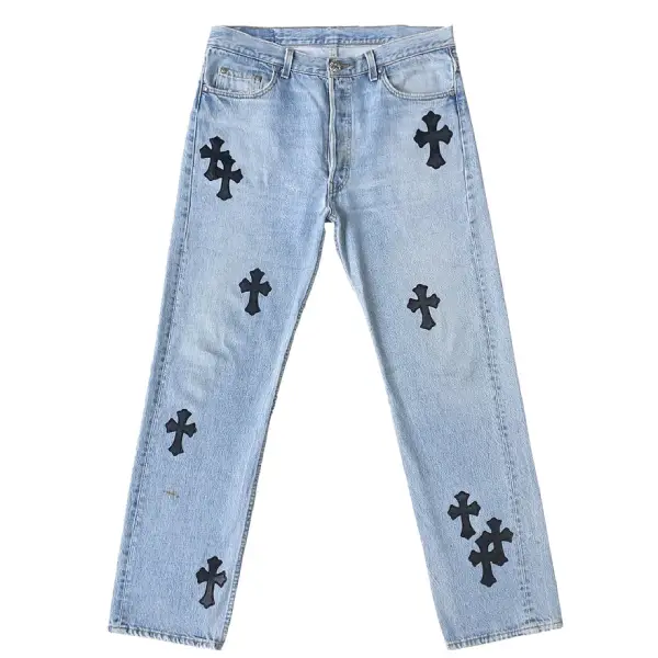 Chrome Hearts Levi's 501 Black Cross Patch Jeans