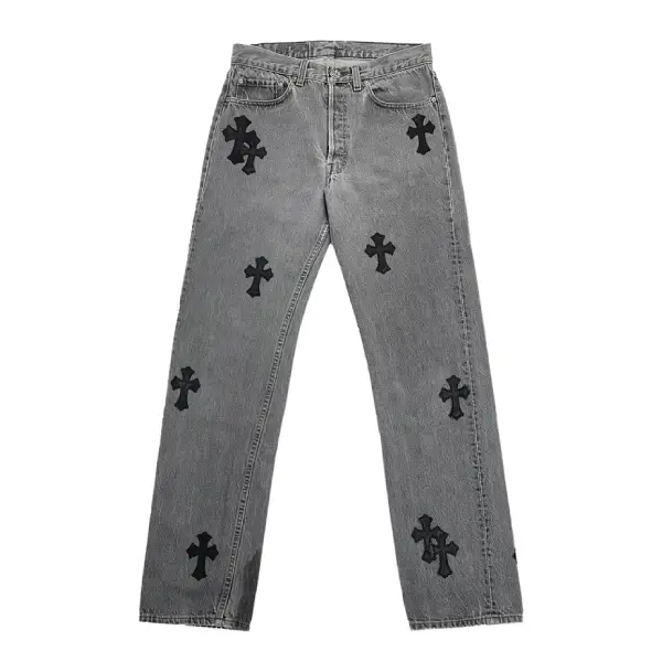 Chrome Hearts Levi's 501 Cross Patch Gray Jeans
