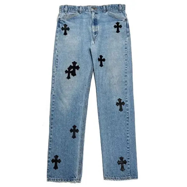 Chrome Hearts Levi's 505 Black Cross Patch Jeans
