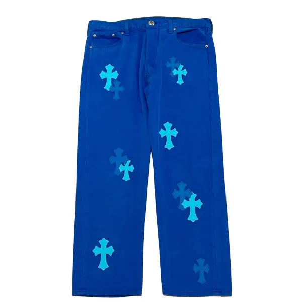Chrome Hearts London Exclusive Blue Cross Patch Jeans