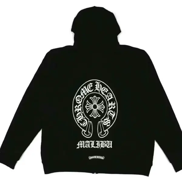 Chrome Hearts Malibu Exclusive Horseshoe Zip-Up Hoodie (Sleeveless Design) Black