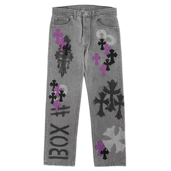Chrome Hearts Online Exclusive Cross Patch Stencil Jeans