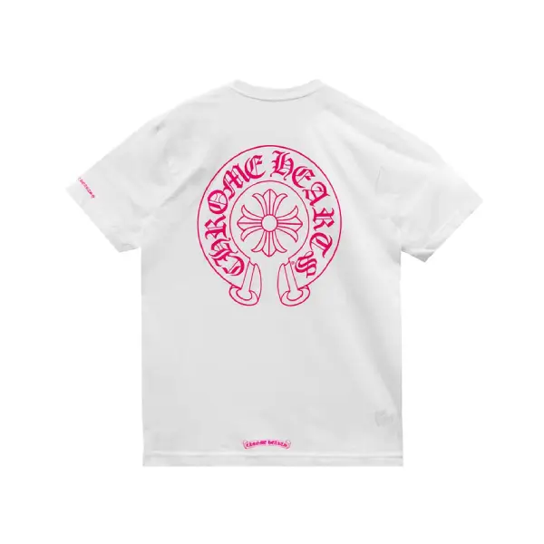 Chrome Hearts Pink Horseshoe Logo Short Sleeve T-Shirt Tee