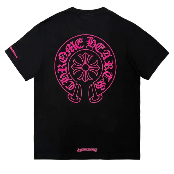 Chrome Hearts Pink Horseshoe Pocket Short Sleeve T-Shirt Tee