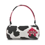 Chrome Hearts Red Leather Cross Patch Pony Hair Cow Stripe Grinds Mini Shoulder Bag