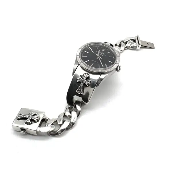 Chrome Hearts Rolex Air King Dial Silver Diamonds Babyfat Watch Strap