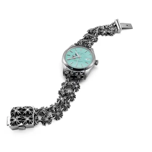 Chrome Hearts Rolex Dial Silver Cross Plus Diamonds Watch Strap