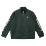 Chrome Hearts Script Logo Embroidered Half Zip Dark Green Sweatshirt