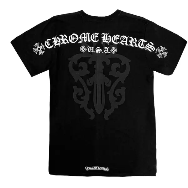 Chrome Hearts Script USA Dagger Logo Short Sleeve T-shirt