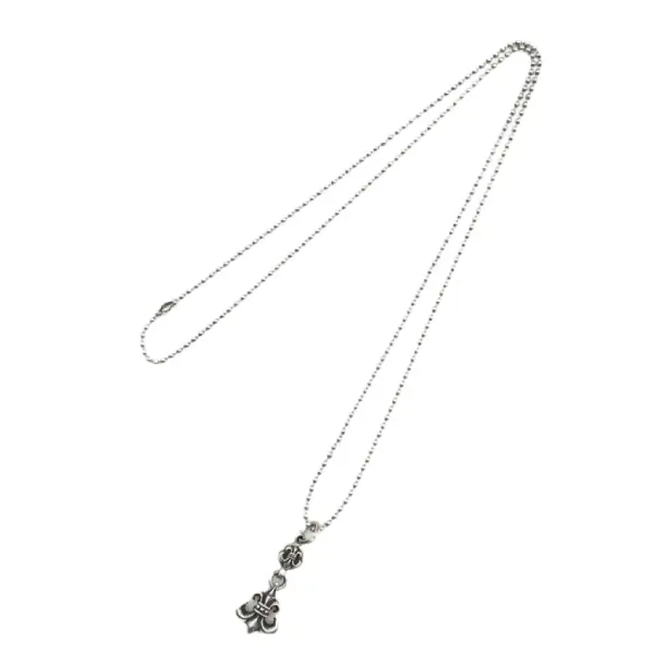 Chrome Hearts Silver 1 Ball BS Fleur Ball Chain Necklace