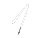 Chrome Hearts Silver 1 Ball Tiny Cross Ball Chain Necklace