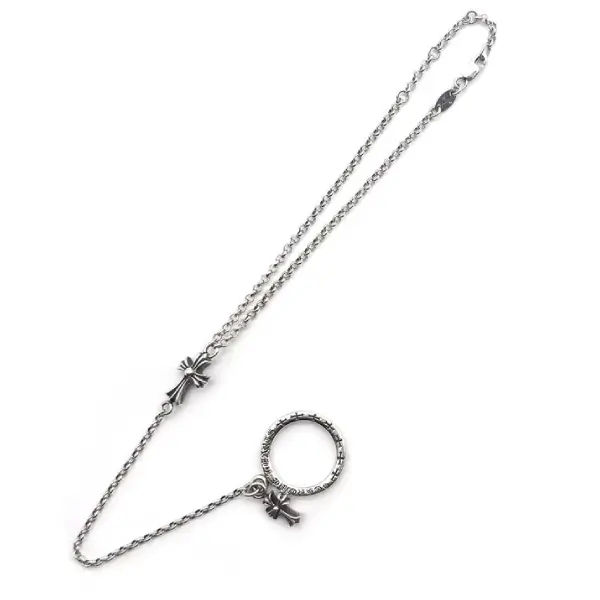 Chrome Hearts Silver Babyfat Bracelet Chain With NTFL Ring