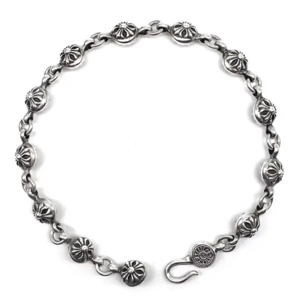 Chrome Hearts Silver Ball Cross Bracelet