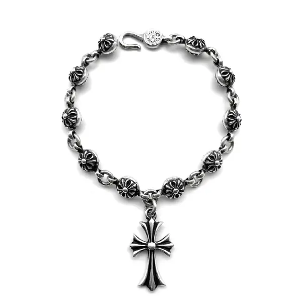 Chrome Hearts Silver Cross Ball Tiny E Bracelet