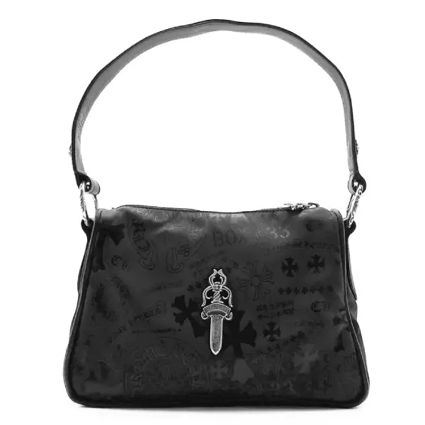 Chrome Hearts Silver Dagger Tonal Monogram Black Nugget Bag