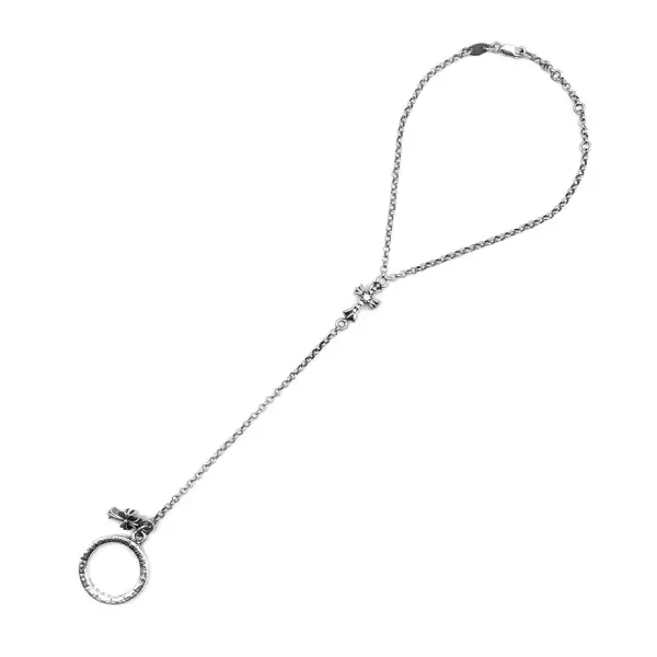 Chrome Hearts Silver Diamonds Babyfat Bracelet Chain With NTFL Ring