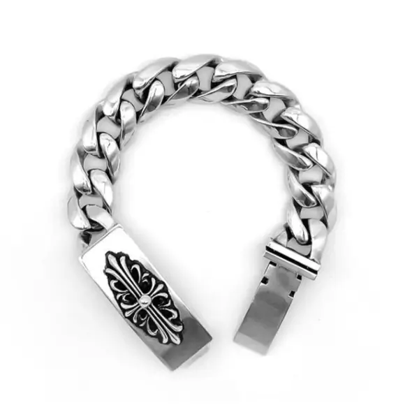 Chrome Hearts Silver Floral ID Bracelet