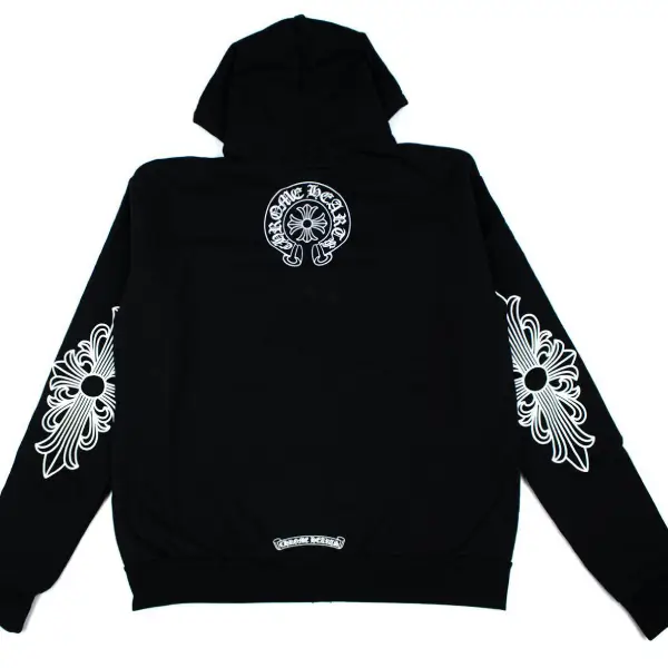 Chrome Hearts Single Floral T Logo Zip Up Hoodie Black