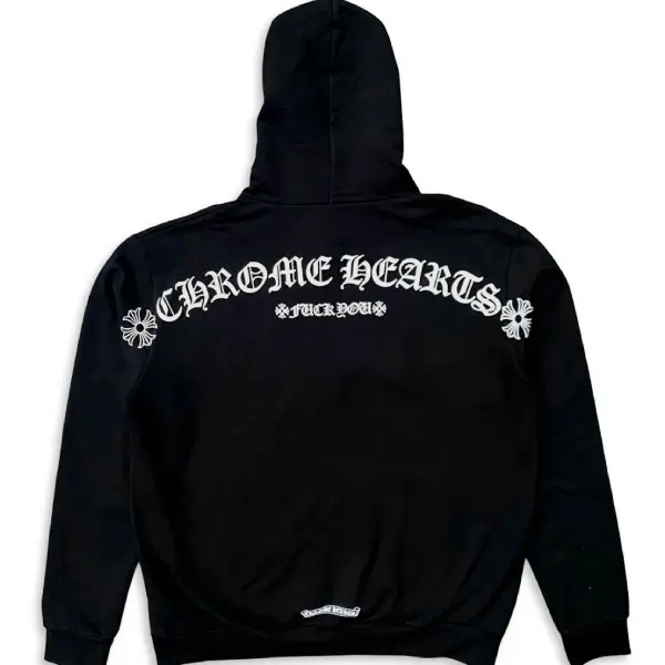 Chrome Hearts T Logo FU Shoulder Zip Up Hoodie Black