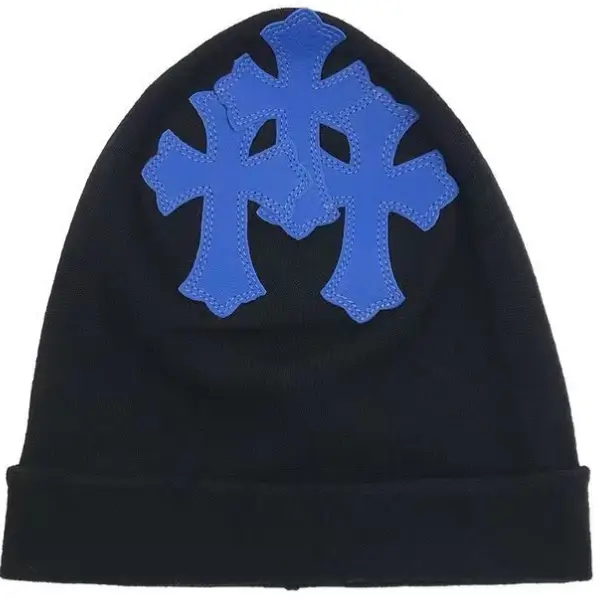 Chrome Hearts Triple Blue Cross Patch Cashmere Beanie