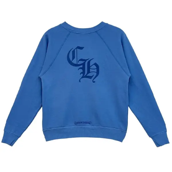 Chrome Hearts Triple Cross CH Letter Blue Sweatershirt