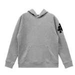 Chrome Hearts Triple Cross Leather Patch Grey Pullover Hoodie