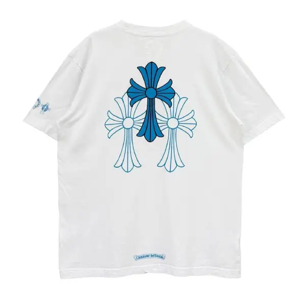 Chrome Hearts Triple Cross Logo White Short Sleeve T-shirt