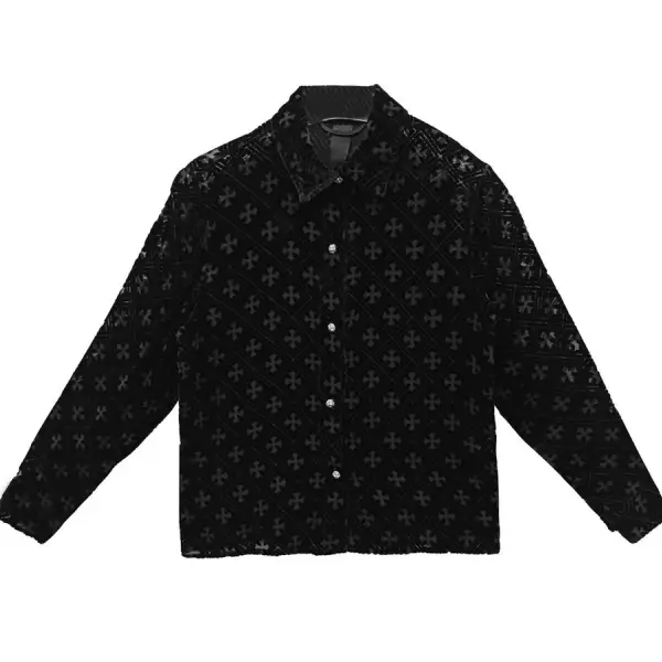 Chrome Hearts Velvet Burnout Cross Long Sleeve Shirt