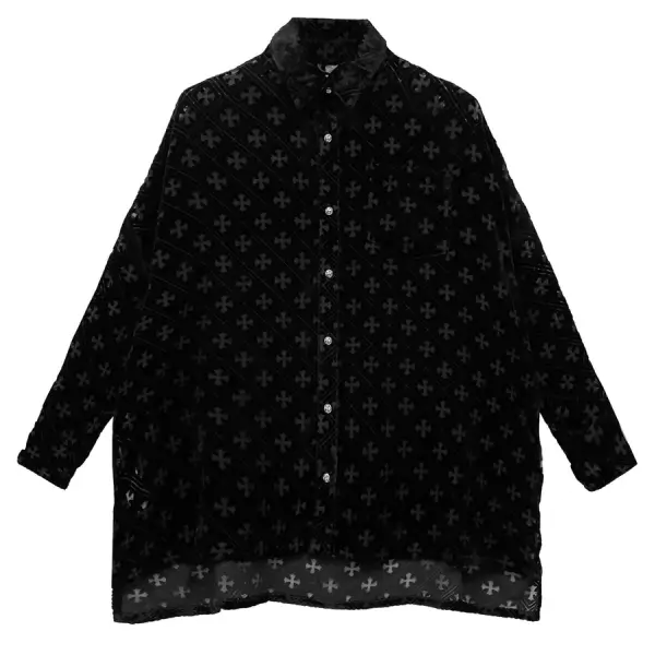 Chrome Hearts Velvet Tonal Monogram Cross Black Mahal Kita Shirt