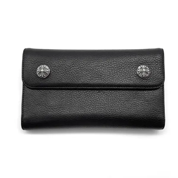 Chrome Hearts Wave Cross Ball Heavy Leather Long Wallet