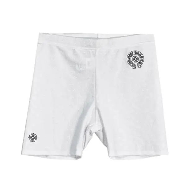 Chrome Hearts White Horseshoe Logo Biking Shorts